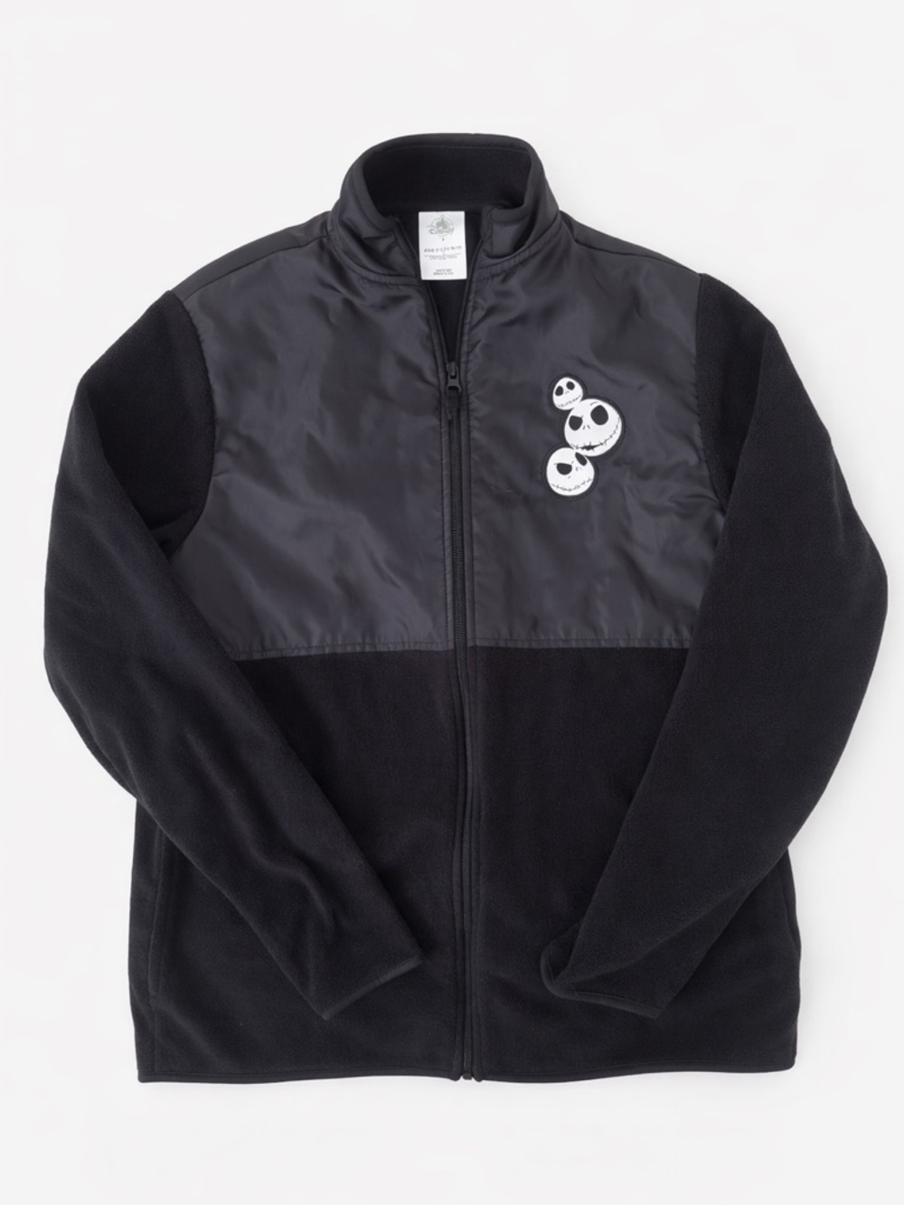 Disney Jack Skellington Jacket Black Fleece Zip up Nightmare Before Christmas S